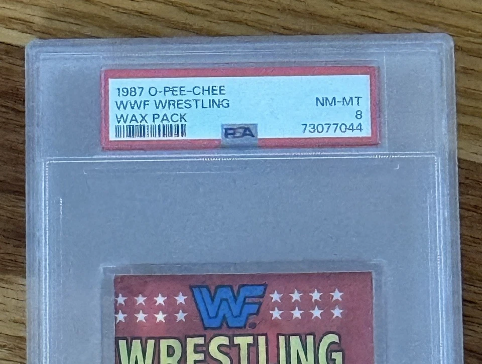 1987 WWF O-Pee-Chee Sealed Wax Pack PSA 8 OPC WWE Wrestling Bret Hart RC - Image 2 of 3