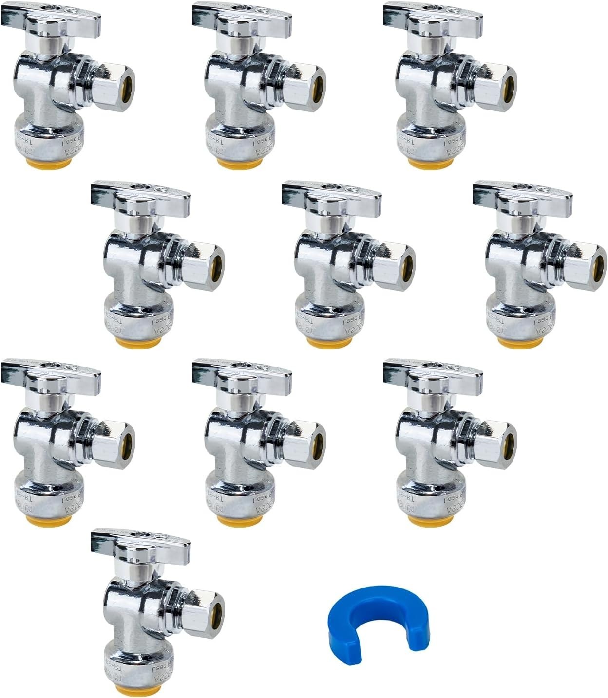 Lead Free Brass Faucet Shutoff - 10-Pack Angle Stop Valve