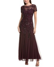Adrianna Papell Bead & Sequin Maxi Dress Women's Purple 10