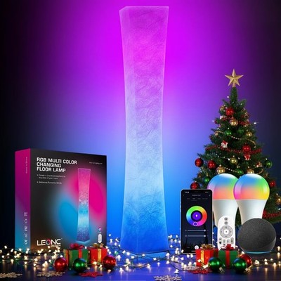 LEONC RGB+CCT Floor Lamp with Remote, 1800lm LED Tuya Smart 9W×2 Bulbs, 65''