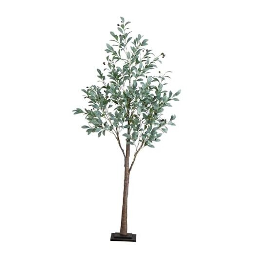 6-FT Faux Fruiting Olive Tree with 280 Warm White LED Lights for Indoor Decor