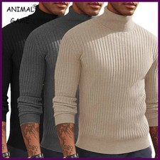 Men Autumn Winter Turtleneck Sweater Slim Fit Long Sleeve Knitted