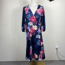 Eliza J Dress Womens Eight Blue Floral Faux Wrap Midi Wedding Guest Party