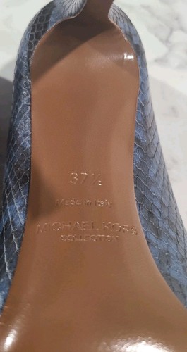 Nuevo Michael Kors Gretel Cuero Estampado Azul Talla IT 37.5/7 - Imagen 7 de 8