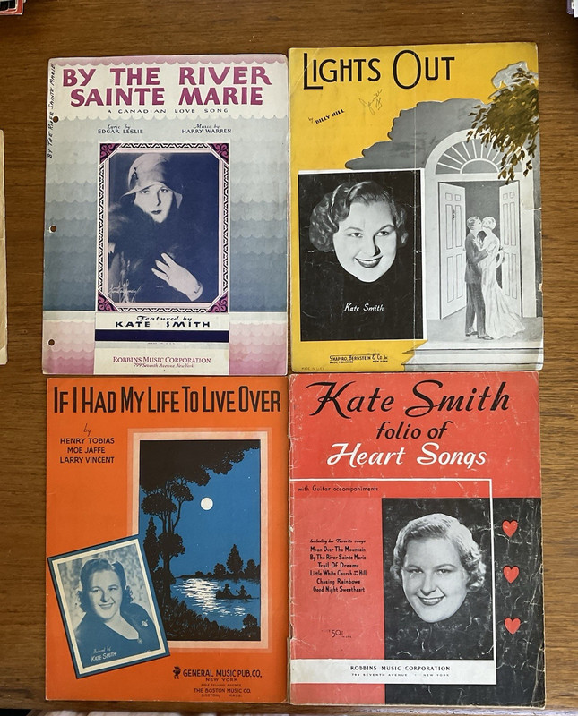 Lot~4 Kate Smith sheet music~Folio~Heart Songs+Lights Out+River Sainte Marie