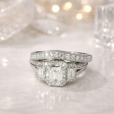 Lady's Diamond Wedding Set 56 Diamonds 1.03 Carat T.W. 14K White Gold Beautiful