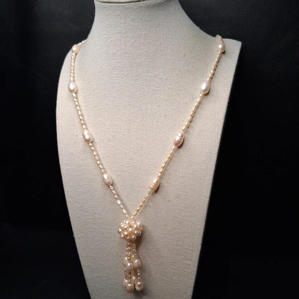 Collar de perlas de agua dulce con borla blanca para joyería de moda. 16.541 Foto 4 de 4