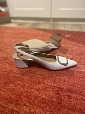 Slingpumps Marke Högl, Weiß mit Gold, Gr. 40, Neu