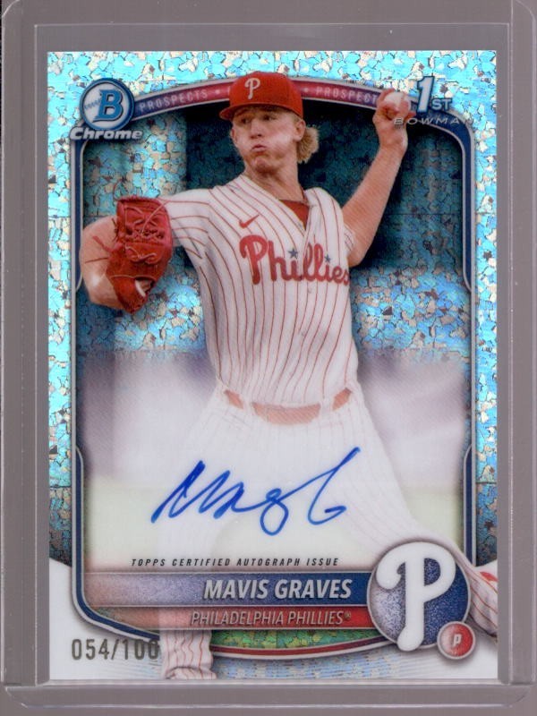MAVIS GRAVES 2025 Bowman Chrome 1st Mini Diamond Refractor Autograph Auto #/100