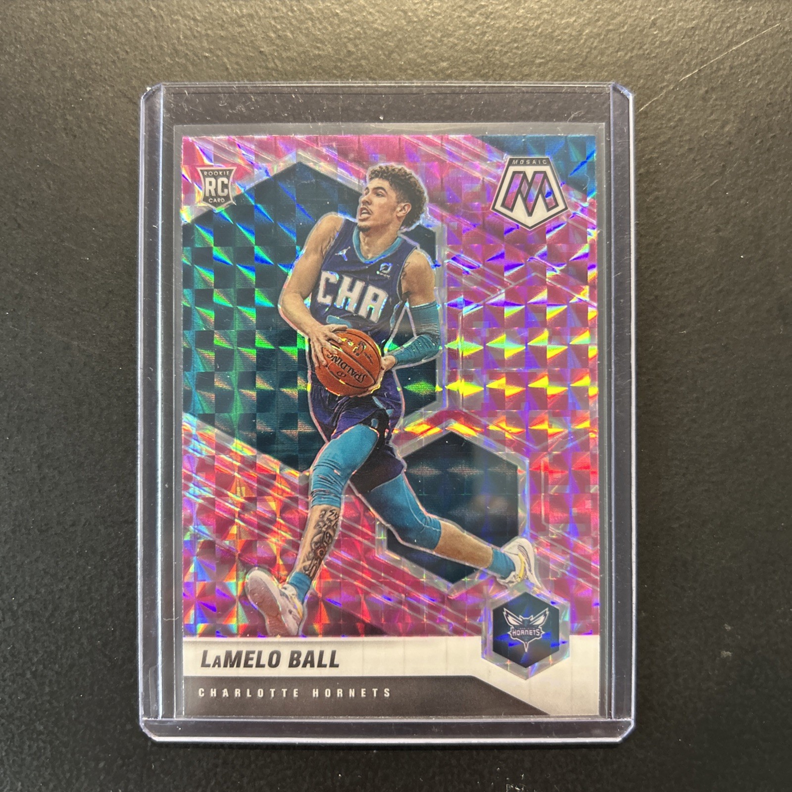 2020-21 Panini Mosaic Rookie LaMelo Ball #202 Pink Camo Mosaic Prizm (RC) SP