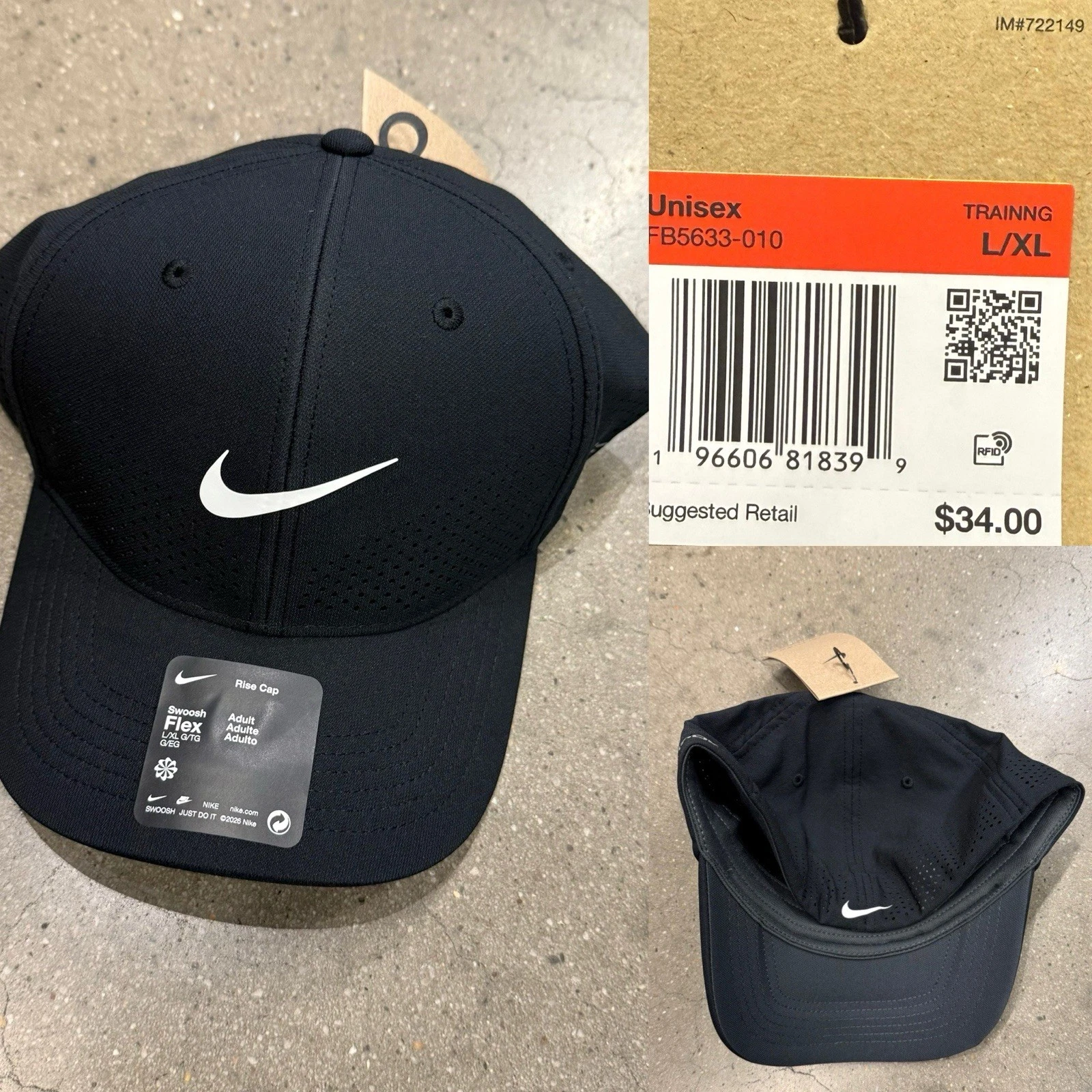 Nike Dri-FIT ADV Rise Structure Swoosh Flex Cap FB5633 010 L/XL