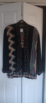 Vtg Carole Little Paris France Art Blazer Jacket Size 12