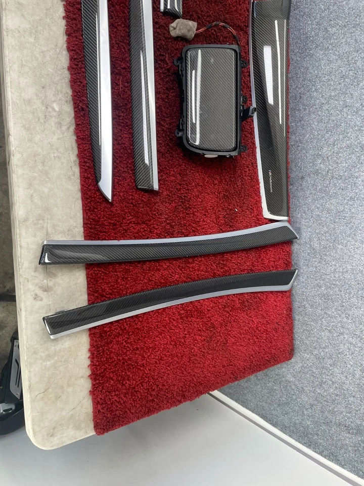 BMW 2011-2016 F10 Carbon Fiber Dash Door Console Interior Trim Molding Set OEM - Image 2 of 4
