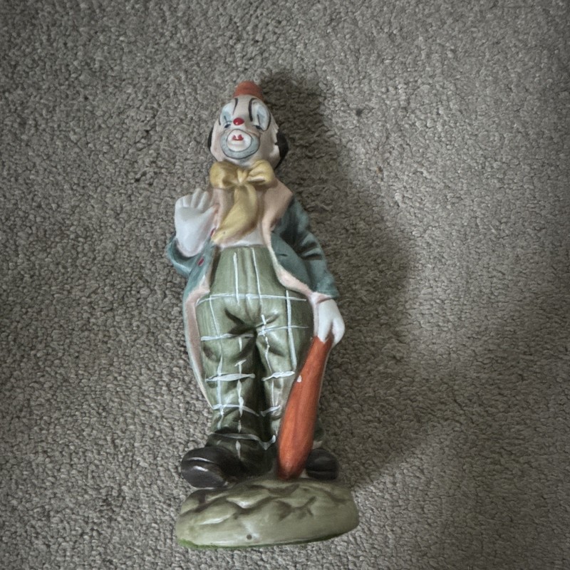 Hand Painted Ceramic Clown Figurine Multicolor Circus Theme Decorative