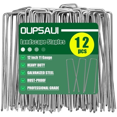 12 Inch Galvanized Landscape Staples  Garden Metal Stakes for Weed Barriers