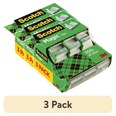 (3 pack) Scotch Magic Tape Dispenser, Clear, ¾ in. x 325 in., 3 Dispensers