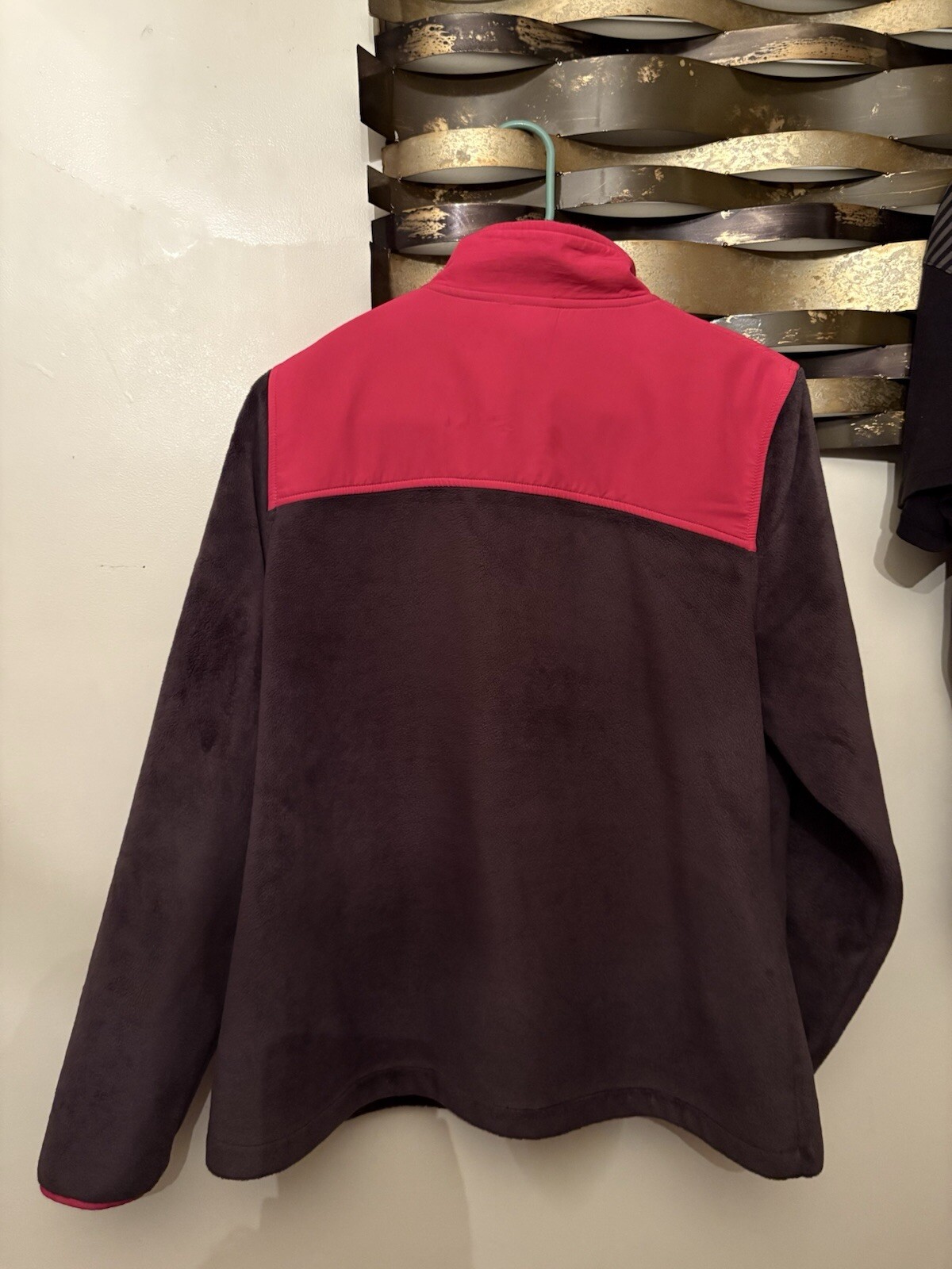 Giacca pile donna vintage anni 90 Fila Sports full zip grande rosa grigio