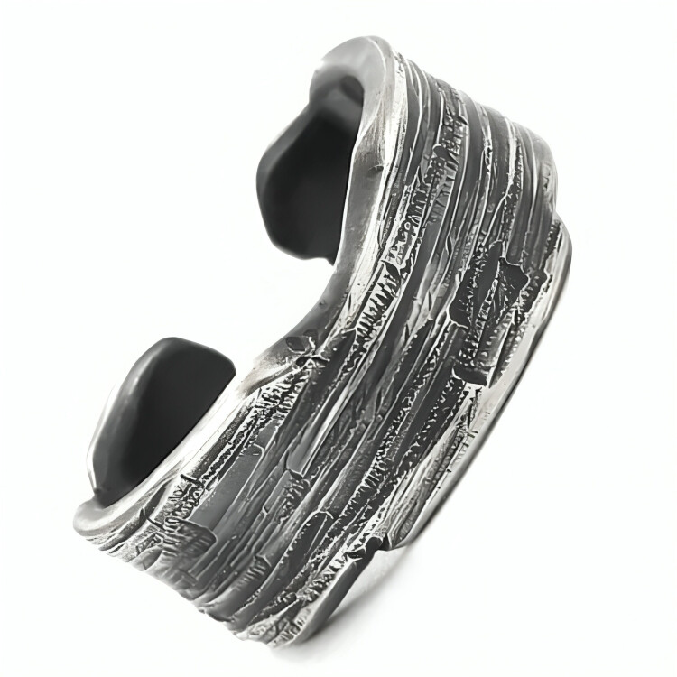 Zense - Anello aperto da uomo in acciaio vintage e misura regolabile ZR0183