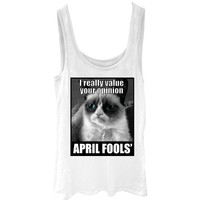 Grumpy Cat I Really Value Your Opinion Juniors Graphic Tank Top Grumpy Cat I Really Value Your Opinion Juniors Graphic Tank Top