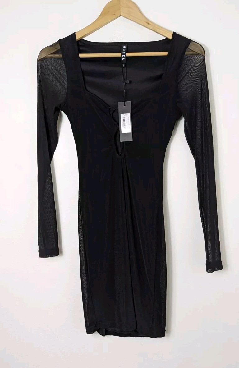 Motel Delray Black Short Bodycon Dress XS New With Tags UK