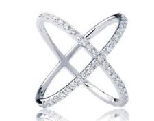2.45 TCW CZ X Orbit Criss Cross Ring Minimalist Geometric 925 Sterling Size 5-10