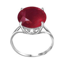 18K. SOLID GOLD RING WITH NATURAL 12.0 MM ROUND RUBY (White Gold)