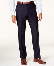 Kenneth Cole Reaction Men's Blue Slim-Fit Shadow Check Suit Pants Size 33W 32L