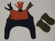 L.L. Bean Toddlers 6-12M Fleece Winter Beanie Hat W/ Mittens Gloves