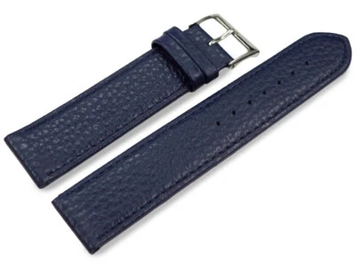 Bracelet montre cuir souple grainé bleu foncé 12mm 14mm 16mm 18mm 20mm 22mm - Photo 1/2