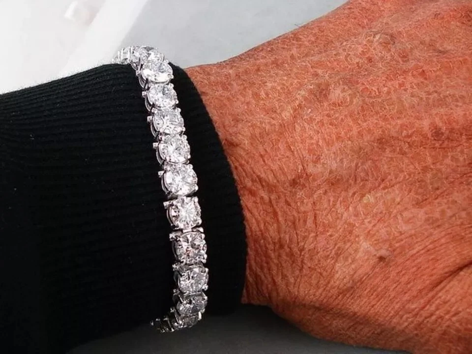 Wedding Tennis Bracelet Solid 14k White Gold 7 Carat Round Cut For Women - Image 3 of 3