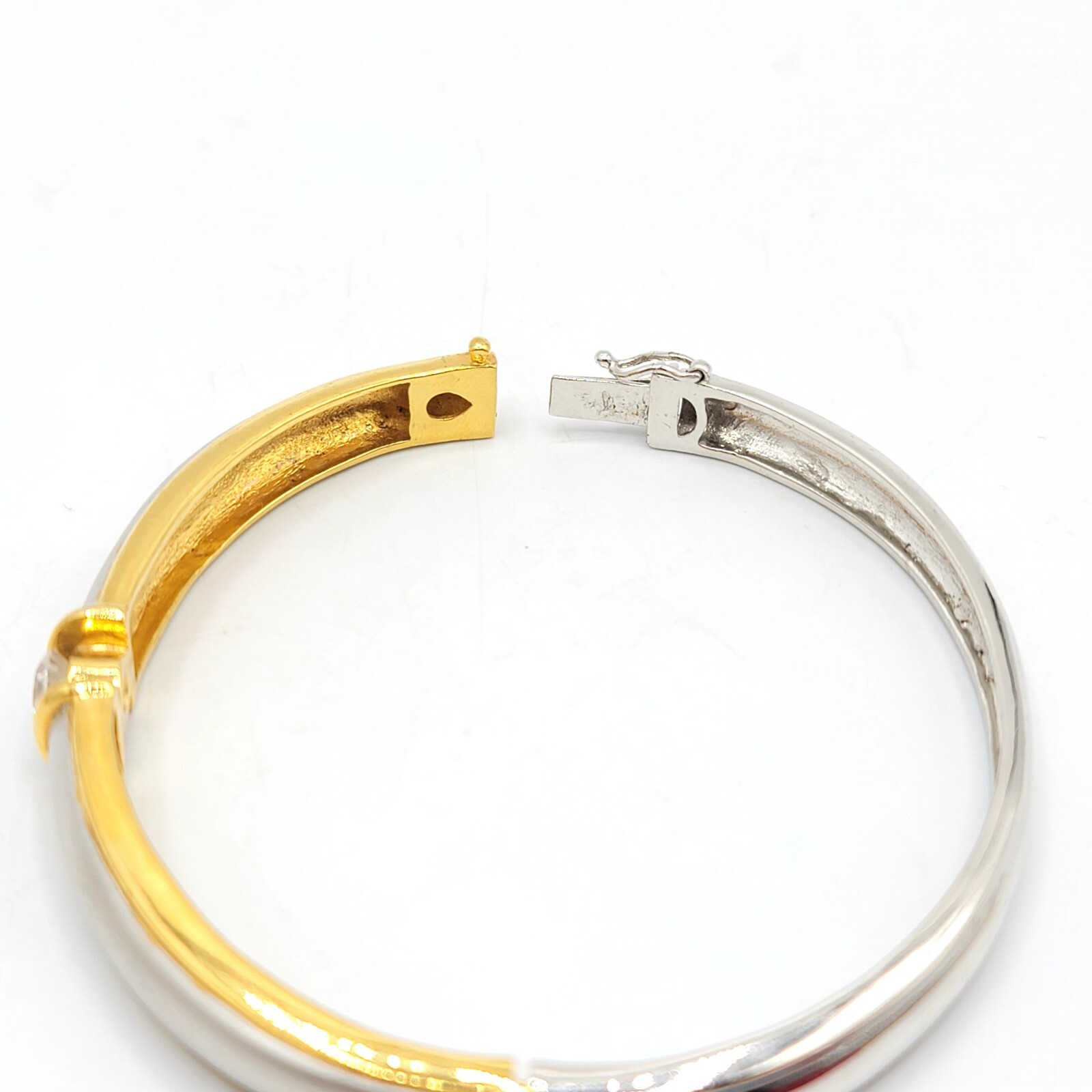 Vintage Bangle Bracelet Hinged Solitaire Cubic Zi… - image 5