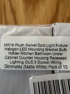 10 Pc MR16 Flush Recessed Lighting Swivel Spotlight  Fixture / Mounting Brackets