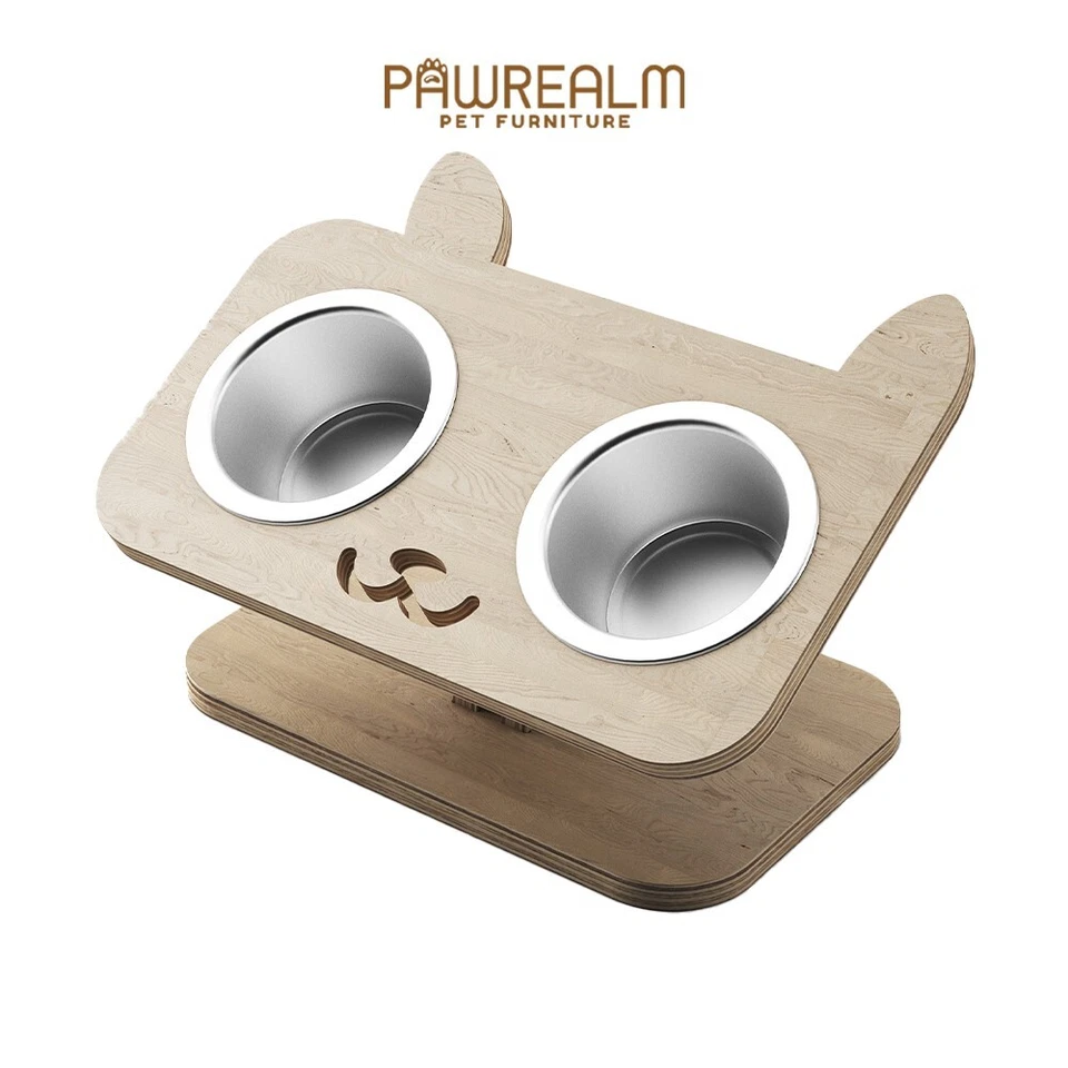 Katzennapf Hochwertige Doppelnäpfe Edelstahl mit Ständer, erhöhte Futternäpfe