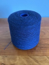 New Italian 100 Cashmere yarn on cone, medium navy blue, 2 lb, 5 ounces, mint
