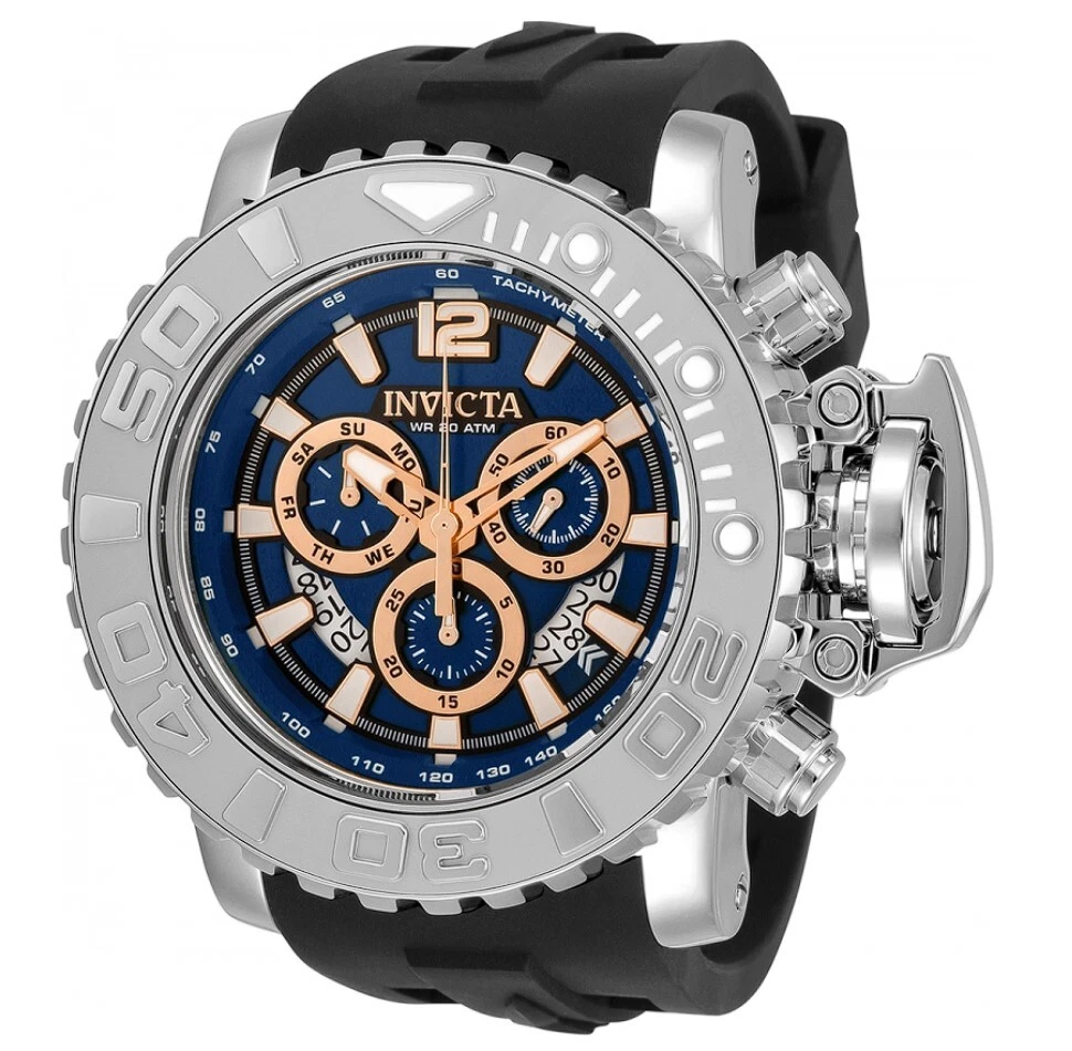 Invicta Sea Hunter Gen II Men&#039;s 58mm Blue Dial Polished Swiss Chrono Watch 32617 | eBay