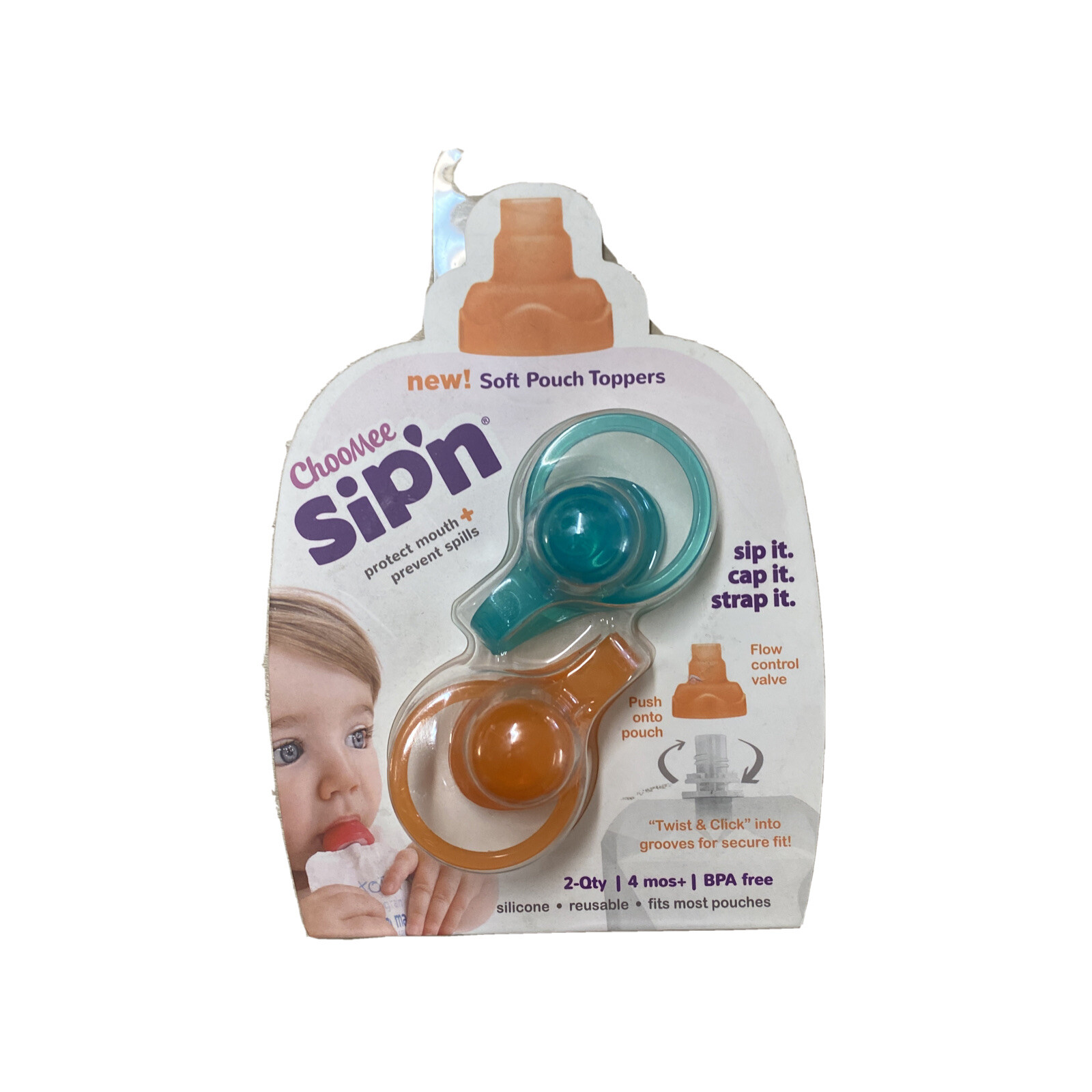 ChooMee Softsip 2pkg 4 Food Pouch Tops Flow Control BPA 100 Silicone for sale online |