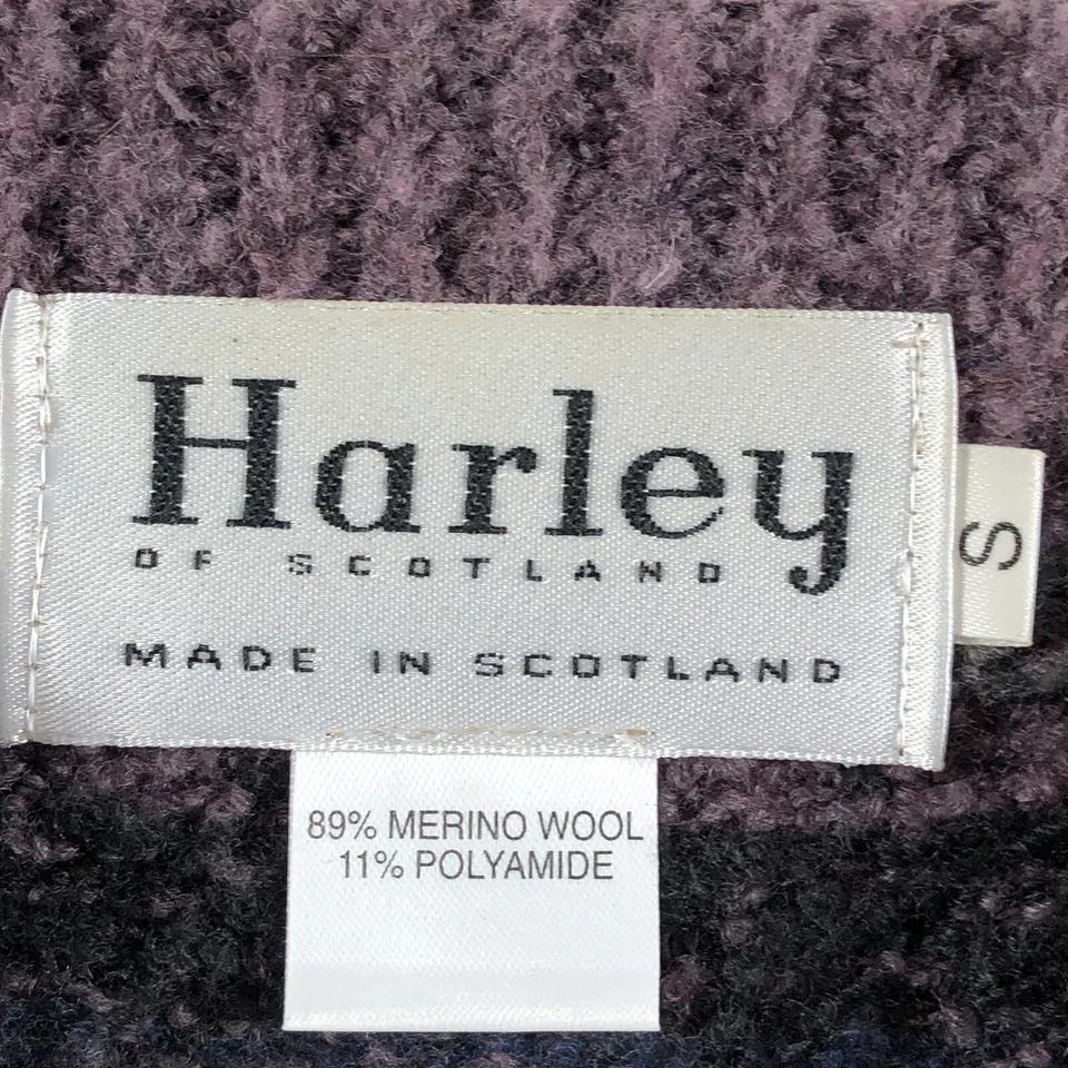 Suéter Harley of Scotland Para Mujer Talla S Púrpura Fair Isle Lana Merino Cárdigan Foto 3 de 4