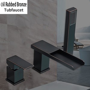 Oil Rubbed Bronze Deck Mounted Bathtub Faucet W Hand Sprayer