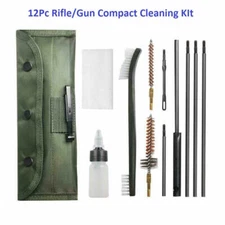 12 pcs 22LR 223 556 Rifle Gun Cleaning Kit Set Cleaning Rod Nylon Brush Pouch