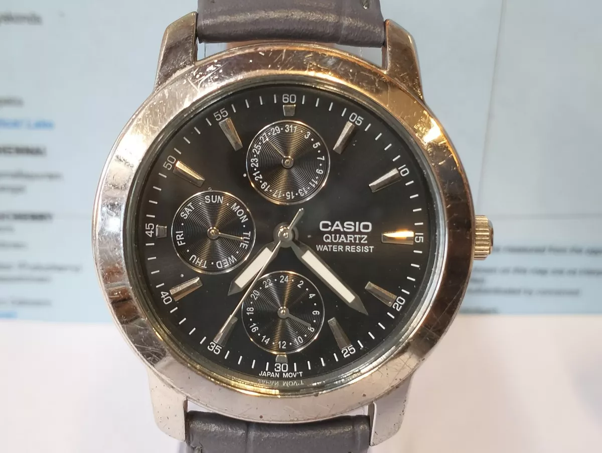 CASIO MULTIFUNCTION QUARTZ BLACK DIAL MTP 1192 JAPAN MEN S FULL