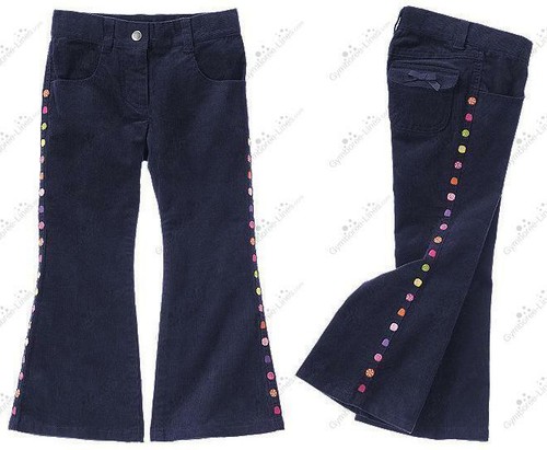 NWT GYMBOREE Navy Blue Corduroy flared pant candy trim Size 6 Slim $34.50 - Picture 2 of 2