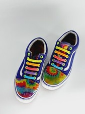 Vans Classic Shoes Womens 5 Slip On Tie Dye Skate off the walls Rubber lace.