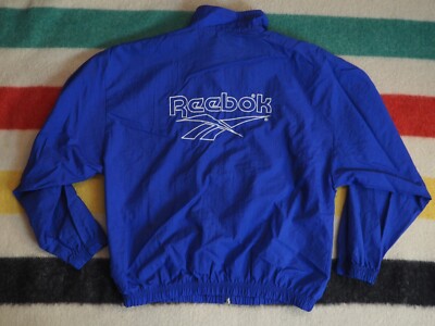 VTG 80s 90s Reebok Royal Blue Zip Logo Baggy Windbreaker