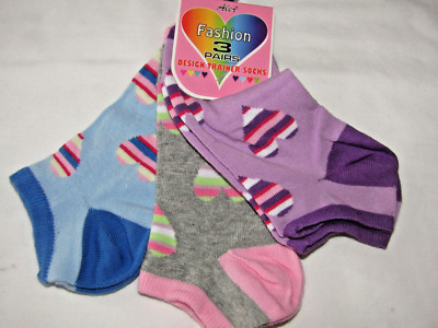 Herz Sneaker Socken Damen älter Mädchen UK 4-5,5 verschiedene Farben J15