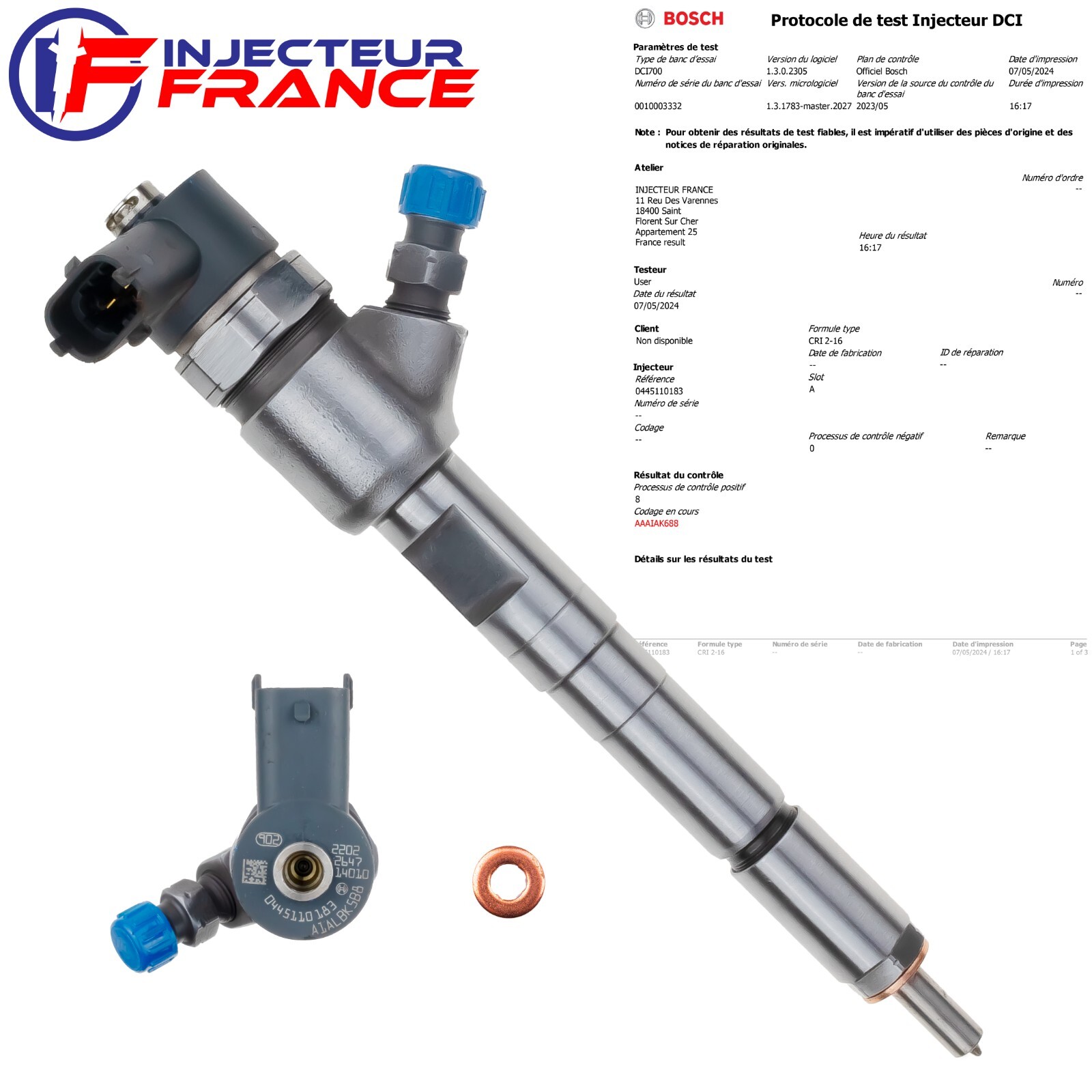 0445110183 Bosch Injecteur Fiat Doblo Punto Panda Opel Astra Lancia 1.3 CDTi JTD