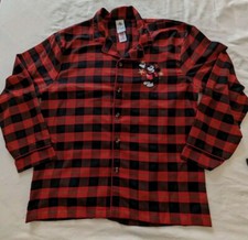Disney Store Mickey Mouse Red Plaid Pajama Top Button Up Medium Men Holiday