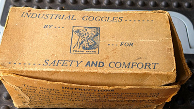 Vintage 1930er-40er Schraubverschluss Industrie Schutzbrille klare schlagfeste Gläser