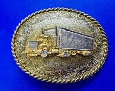 Semi Truck Big Rig Long Hauler Driver Trucking VTG 1978 Rain-Tree Belt Buckle