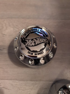 RARE HOTWHEELS KMC CHROME 8 LUG WHEEL RIM CENTER CAP 905K98. G9