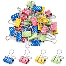 32Pcs Polka Dot Binder Clips, 3/4 Inch 19 mm Small Yellow, Green, Blue, Pink